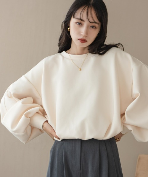 「hinari」 スウェットカットソー FREE アイボリー レディース_画像3