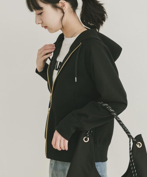 「ITEMS URBANRESEARCH」 ジップアップパーカー FREE ブラック レディース_画像3