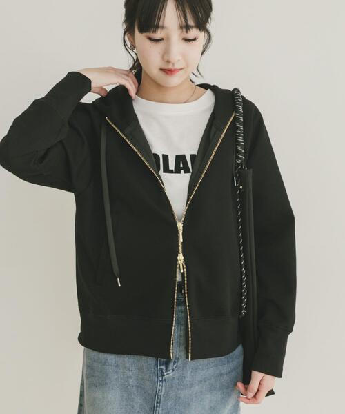 「ITEMS URBANRESEARCH」 ジップアップパーカー FREE ブラック レディース_画像4