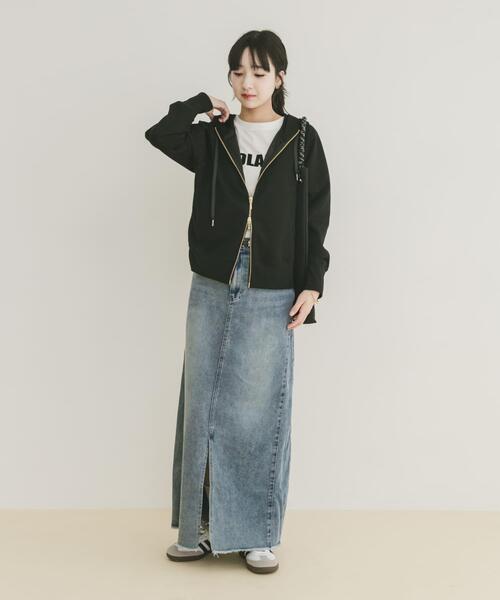 「ITEMS URBANRESEARCH」 ジップアップパーカー FREE ブラック レディース_画像6