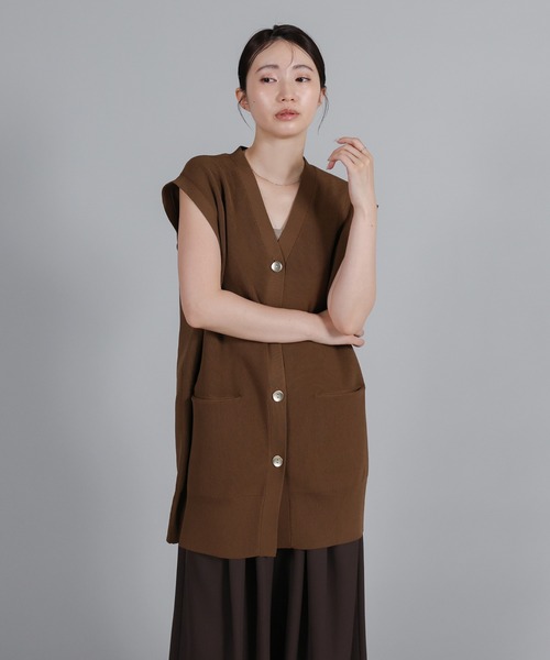 euw ベスト ジレ ブラウン　サイズ1 select MOCA Et ベスト ジレ 「Et」Oversized Lib Long vest