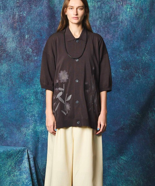 「MAISON SPECIAL」 ニットカーディガン 1 ブラウン レディース_画像4