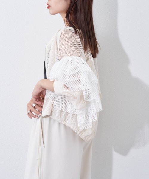 etsinta（エシンタ） カーディガン 「etsinta」メッシュフリルカーデ