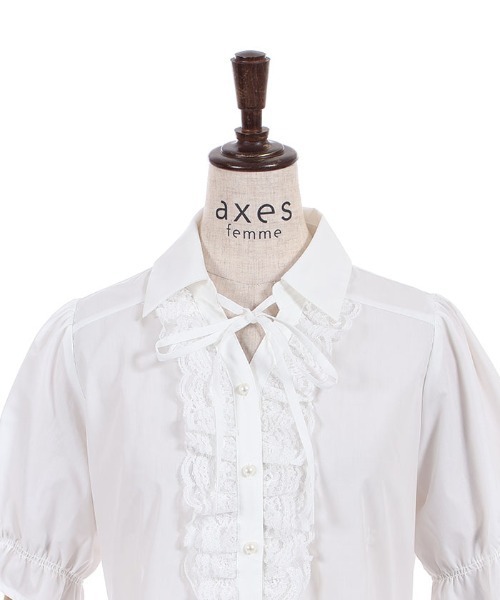 axes femme 00s y2k レース フリル 刺繍 半袖ブラウス 姫系 axes femme（アクシーズ ファム） ブラウス シャツ 半袖 レースフリル