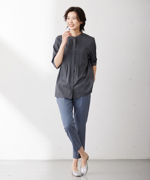 「J.PRESS」 半袖ブラウス 9 ネイビー レディース_画像4