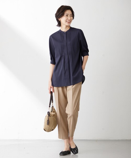 「J.PRESS」 半袖ブラウス 9 ネイビー レディース_画像5