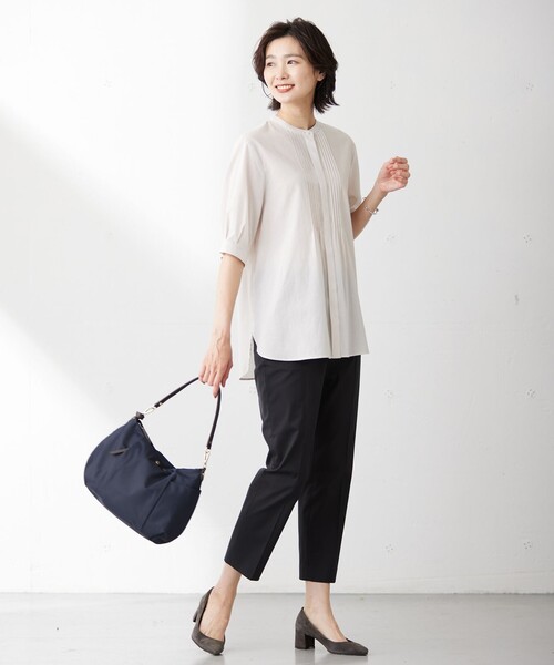 「J.PRESS」 半袖ブラウス 9 ネイビー レディース_画像6