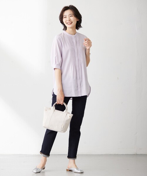 「J.PRESS」 半袖ブラウス 9 ネイビー レディース_画像8