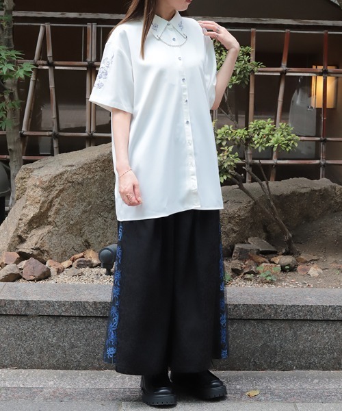 axes femme（アクシーズ ファム） ワイドパンツ パンツ 彼岸花柄×JQ