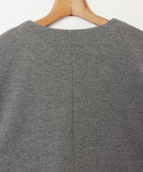 「andme」 「alma design」ノーカラージャケット L チャコールグレー レディース_画像5