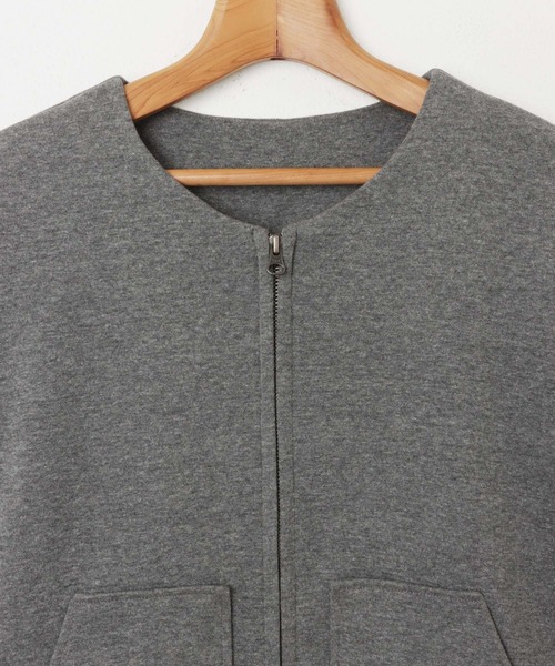 「andme」 「alma design」ノーカラージャケット L チャコールグレー レディース_画像8