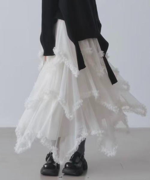 「Achic」 フリルスカート M ホワイト レディース_画像2