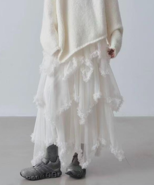 「Achic」 フリルスカート M ホワイト レディース_画像3