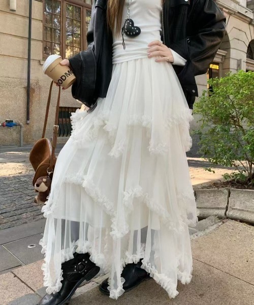 「Achic」 フリルスカート M ホワイト レディース_画像9