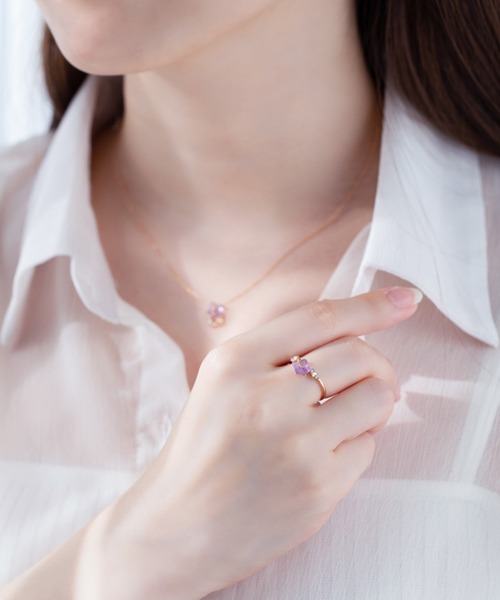 指輪 リング 6月誕生花 K10 ピンクゴールド アジサイ リング BLOOM/ブルーム レディースの画像