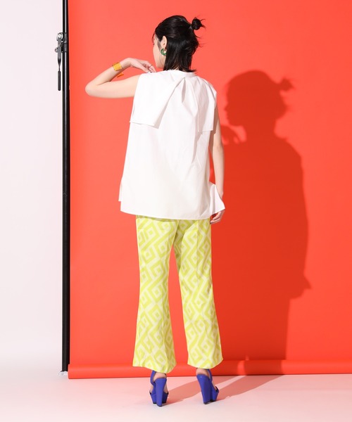 Limue スラックス パンツ ジオメトリックプリントドロストパンツ