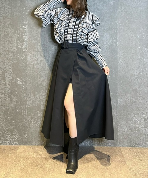 eimy istoire スカート ベルテッドラップフレアスカート : ZOZOTOWN  