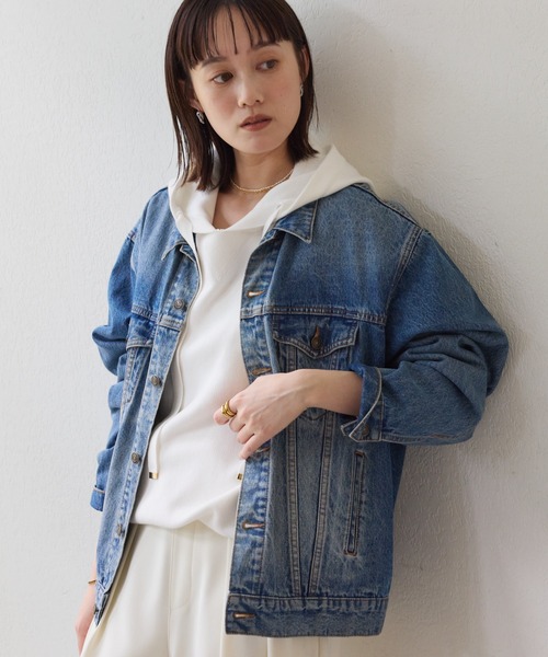 美品✨リヴドロワ　デニムジャケット　Gジャン　インディゴブルー　フリー（M相当） RIVE DROITE（リヴドロワ） デニムジャケット gジャン 羽織るだけで