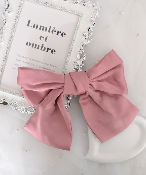 ヘアリボン　No.410 ヘアリボン No.410 Mayree ヘアクリップ 「float」サテン ビッグリボン