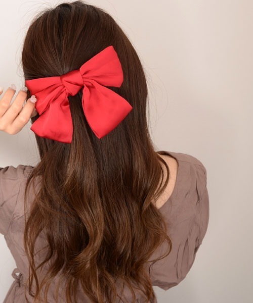 VIBGYOR Women ヘアクリップ 「float」サテン ビッグリボン バレッタ