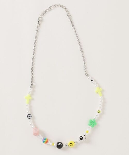 no50_necklace 【メンズ・レディースパールネックレスブレスレット】 1004ST ネックレス スマイル ビーズ パール メンズ レディース