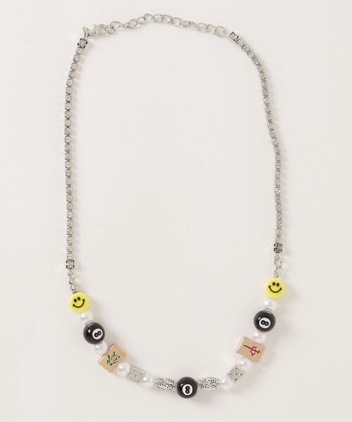 no50_necklace 【メンズ・レディースパールネックレスブレスレット】 1004ST ネックレス スマイル ビーズ パール メンズ レディース