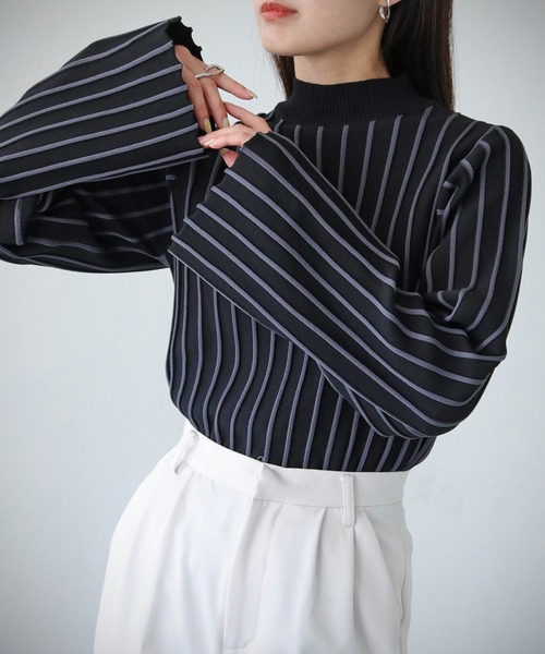 cheriella ニット セーター 「cheriella」ストライプハイネックニット 