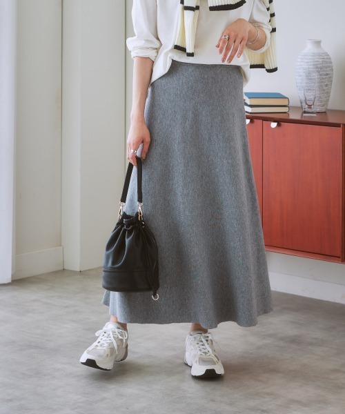 ニッセン（nissen） スカート 「ふんわりモチモチ素材」ミディー丈
