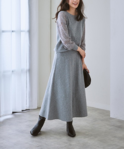 ニッセン（nissen） スカート 「ふんわりモチモチ素材」ミディー丈