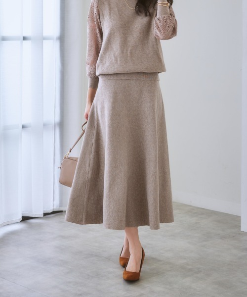 ニッセン（nissen） スカート 「ふんわりモチモチ素材」ミディー丈