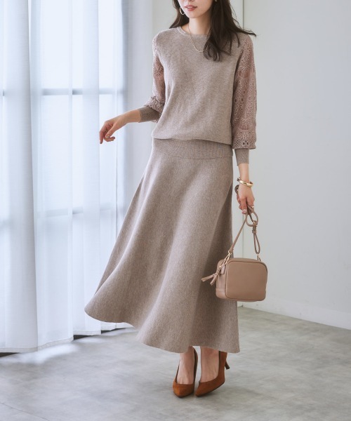 ニッセン（nissen） スカート 「ふんわりモチモチ素材」ミディー丈