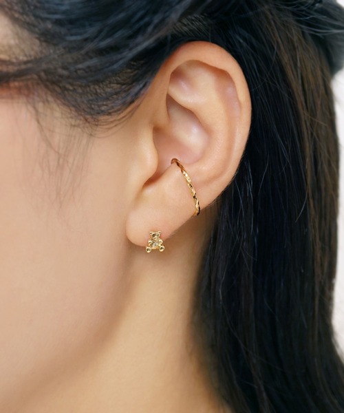 ピアス 「 Solo Pierce」K18・K10　テディベア ワンポイントハーフピアス レディース_3