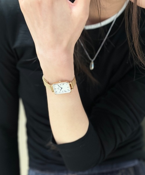 quadro 腕時計 Quadro Roman 青針 メッシュ レディース腕時計