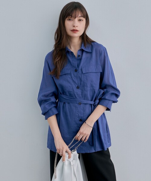ブラウス シャツ 「洗える」ラミーコットンボイル シアーシャツ レディース ICB ブラウス シャツ 「洗える」ラミーコットンボイル シアー