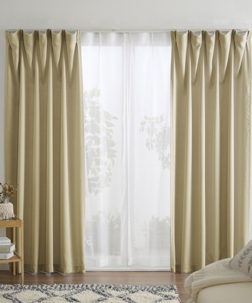 iellio インテリア 「3級遮光」カーテン＆レース4枚組（同色タッセル付