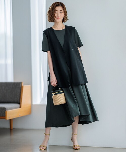 美品 23区 【洗える】シアーマットクロス ジレ ロング ベスト 洗える】シアーマットクロス ジレ / 23区 | ファッション通販