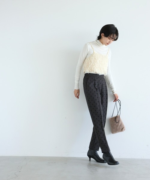 itto スラックス パンツ フロッキードットピンタックパンツ