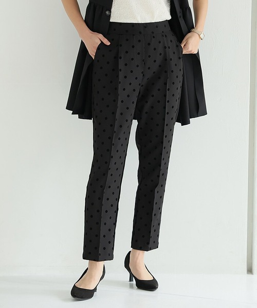 itto スラックス パンツ フロッキードットピンタックパンツ