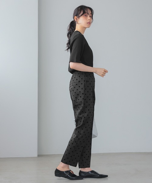 itto スラックス パンツ フロッキードットピンタックパンツ