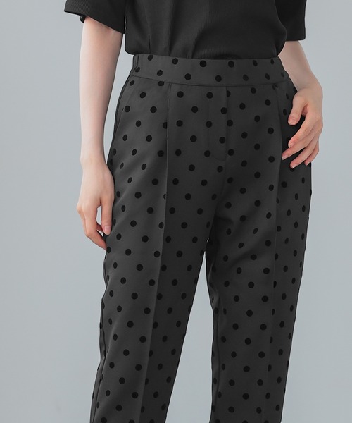 itto スラックス パンツ 「選べるフロッキードット柄or無地ブラック