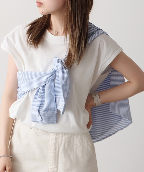 全3色 シャツ 立体ロゴ オーバーサイズ ユニセックス ソリッド ROOP TOKYO tシャツ sleeveless T-shirt/ワイドノースリーブT