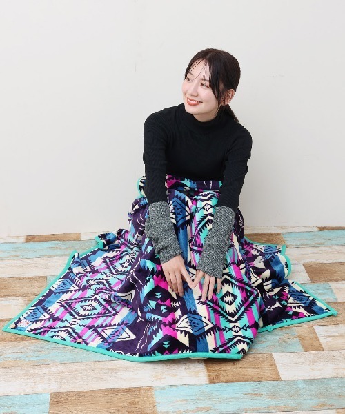 キチメガ全員　ブランケット 楽天市場】カラフルブランケットM ／ 4way 100×140 エケコ ネイティブ