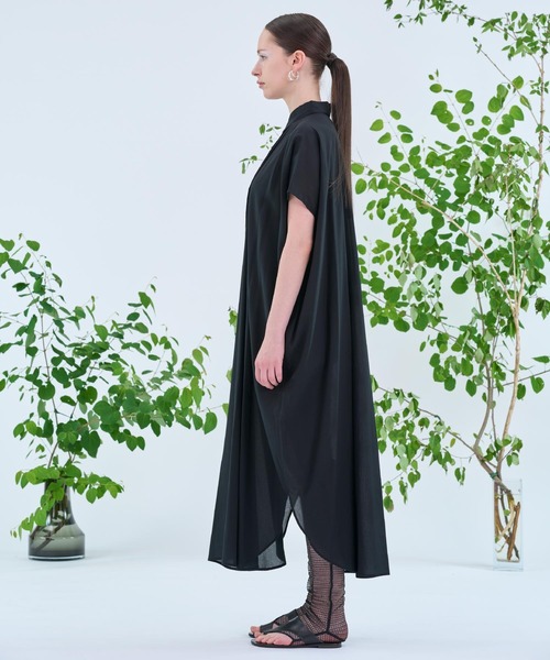 Max&Co. シルクワンピース 黒 canaco_ ワンピース canaco_:(無地) シアーシャツワンピース (柄