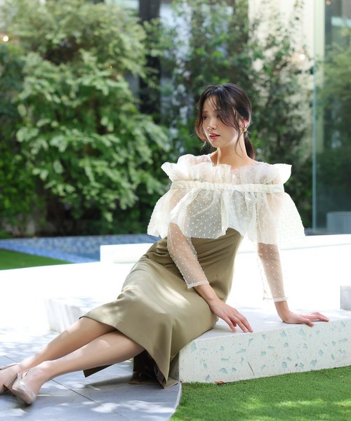PourVous ドレス 結婚式パーティードレス同窓会袖ありとロング