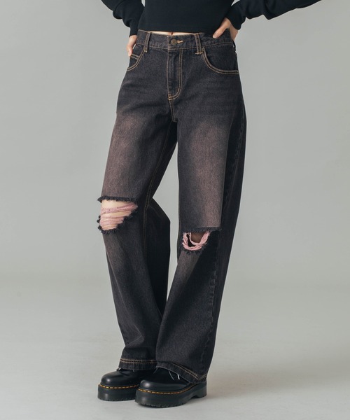 X-girl ジーンズ デニム デニムパンツ LOW RISE DISTRESSED X-girl ジーンズ デニム デニムパンツ LOW RISE DISTRESSED