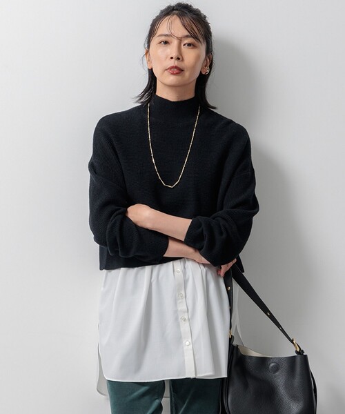 ニット セーター 「洗える・抗菌防臭」FABRIC コンビ ニット レディース 洗える・抗菌防臭】FABRIC コンビ ニット / J.PRESS LADIES