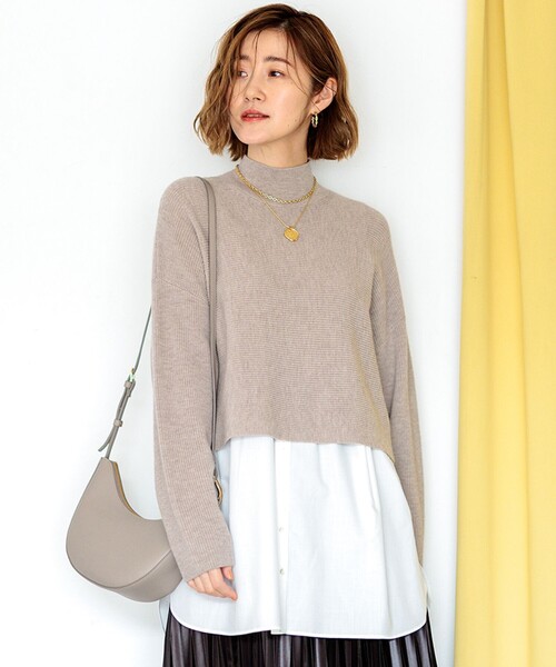 ニット セーター 「洗える・抗菌防臭」FABRIC コンビ ニット レディース ニット セーター 「洗える・抗菌防臭」FABRIC COMBI レディース