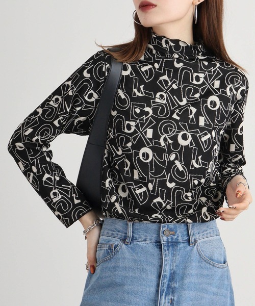 tシャツ BRODIAEA リバーシブル総柄ボトルネックプルオーバー レディース