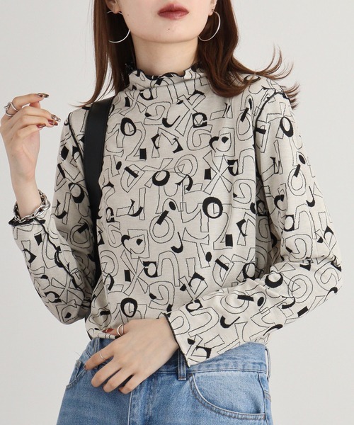 tシャツ BRODIAEA リバーシブル総柄ボトルネックプルオーバー レディース tシャツ BRODIAEA リバーシブル総柄ボトルネックプルオーバー