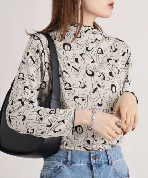 tシャツ BRODIAEA リバーシブル総柄ボトルネックプルオーバー レディース tシャツ BRODIAEA リバーシブル総柄ボトルネックプルオーバー